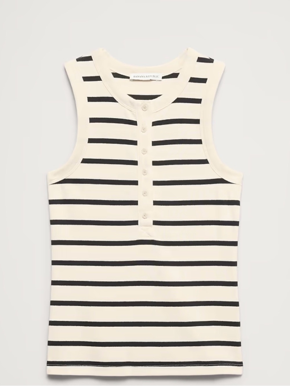 Banana Republic Cream & Black Striped Button-Front Tank size medium